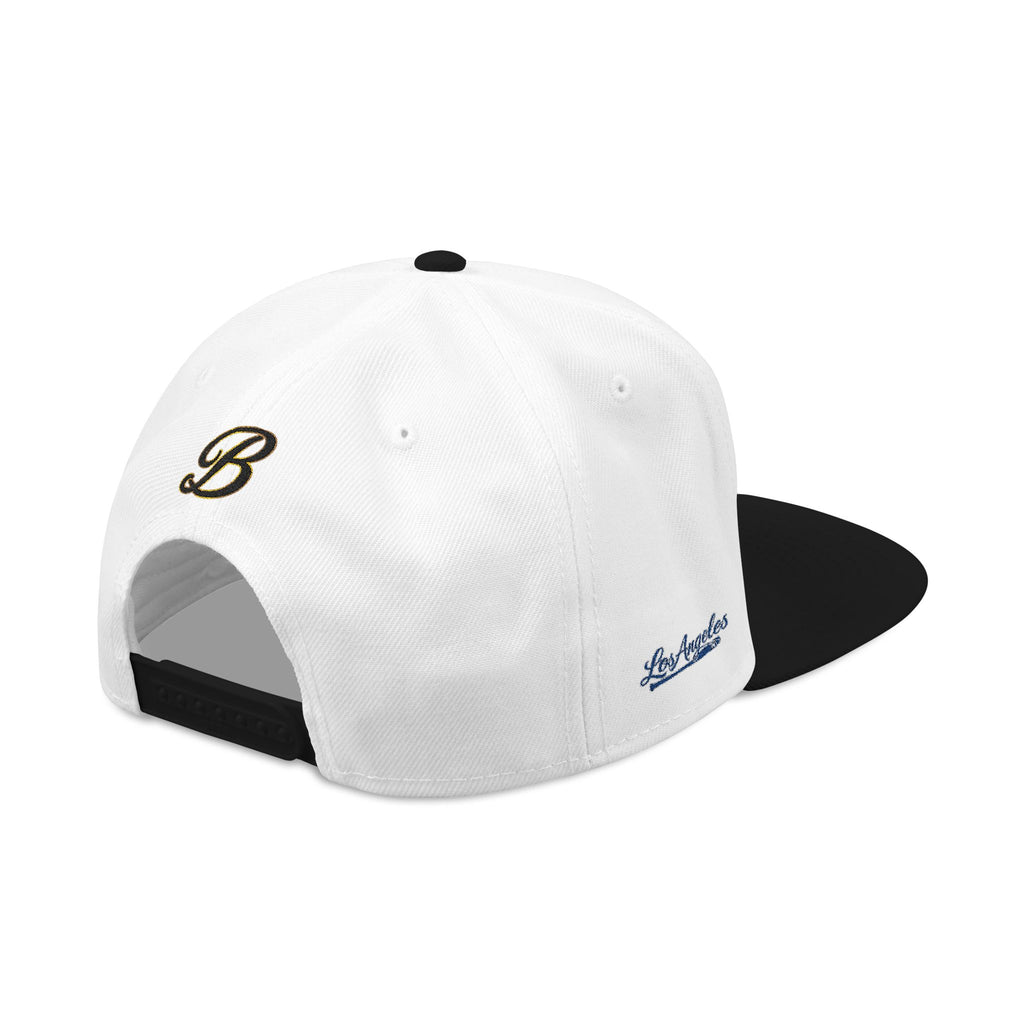 Blue Vibes embroidered snapback hat, black with cyan visor, Blacktop Society, view 10