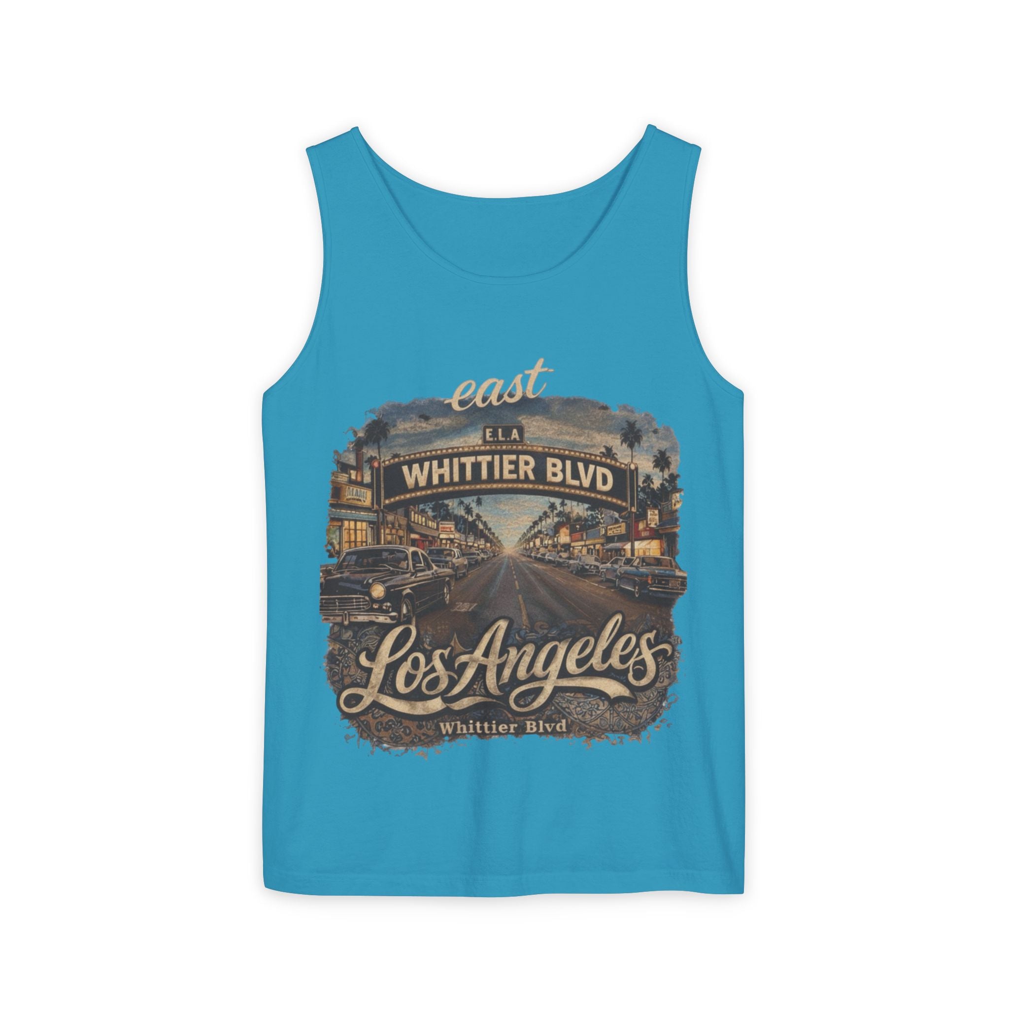 Los Angeles Whittier Blvd tank top, East LA vintage script, Blacktop Society, view 2